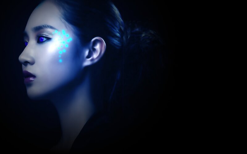 Woman with Glowing Dots