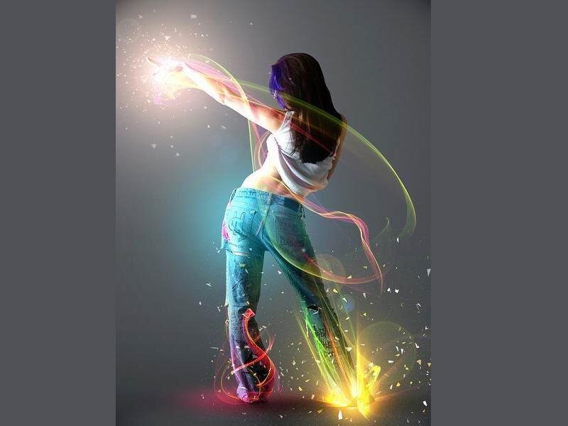 Woman with Glowing Effects — Blue
