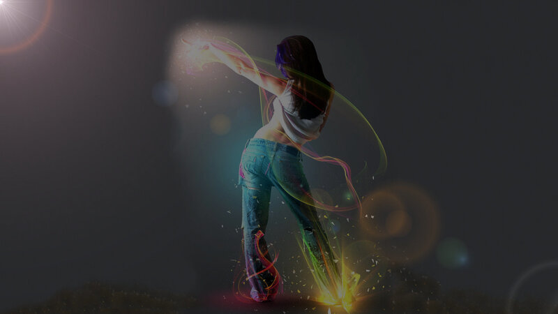 Woman with Glowing Energy — Black