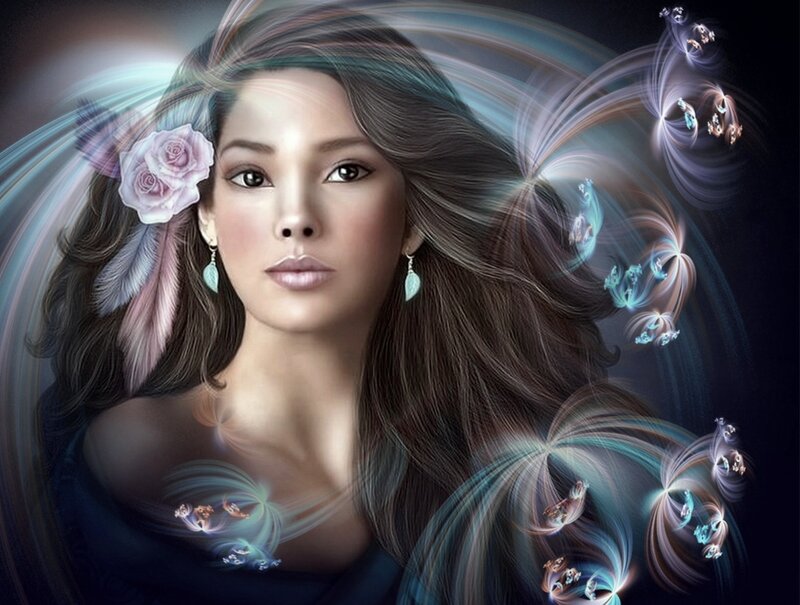 Woman with Glowing Energy — Blue, Serene