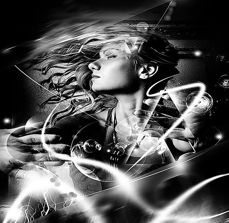 woman with glowing energy lines