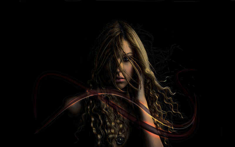 woman with glowing energy swirls