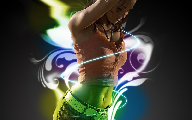 woman with glowing energy swirls