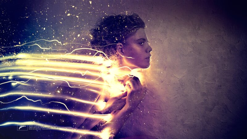 Woman with Glowing Energy — Yellow, Dramatic, Digital Art