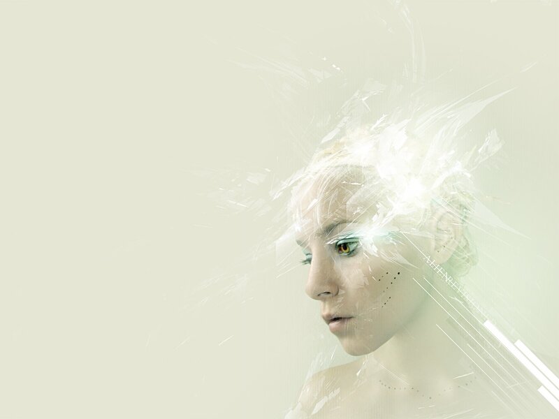 woman with glowing eyes