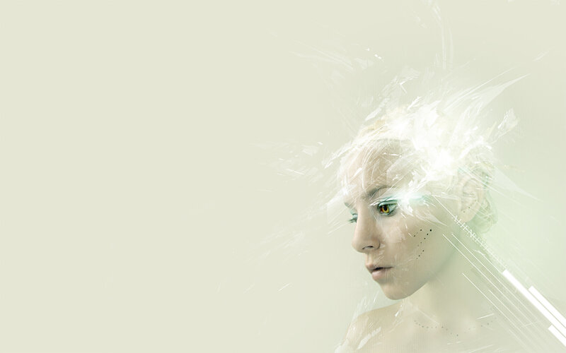 woman with glowing eyes