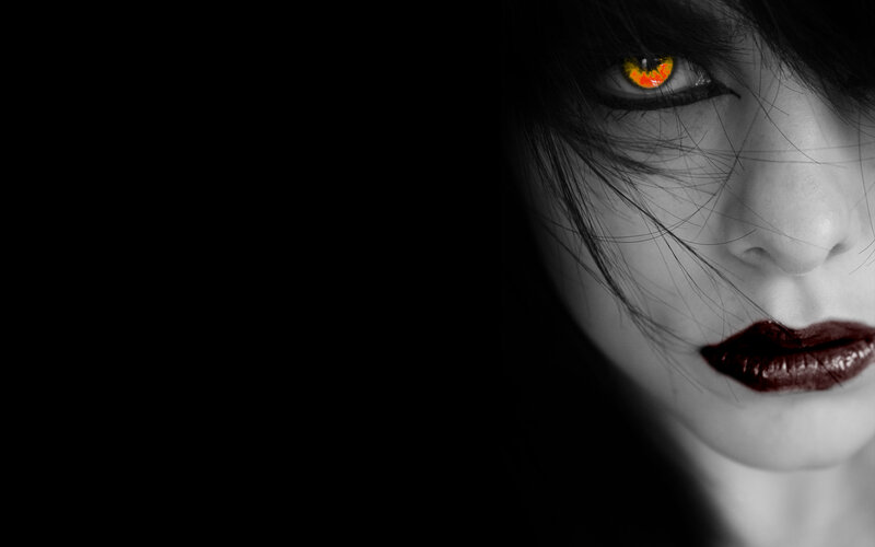 woman with glowing eyes