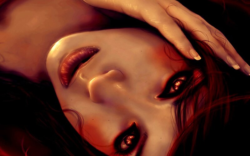 woman with glowing eyes