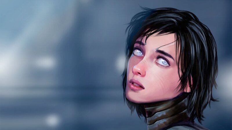 woman with glowing eyes