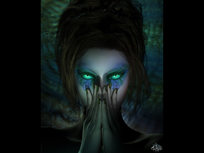 woman with glowing eyes