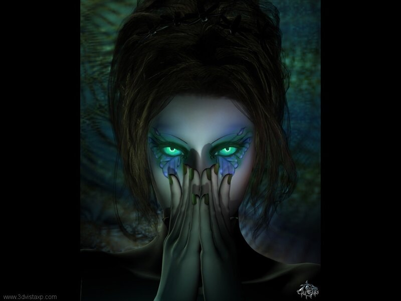 woman with glowing eyes