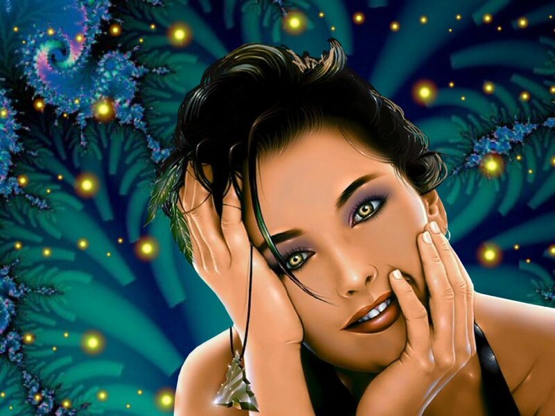 woman with glowing eyes