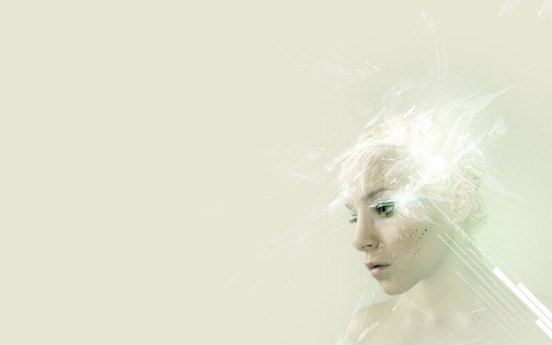woman with glowing eyes