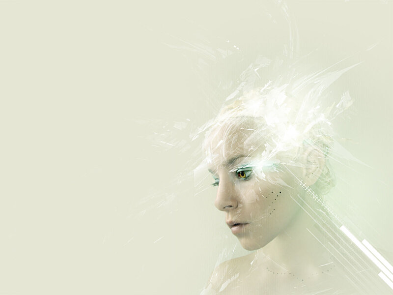 woman with glowing eyes