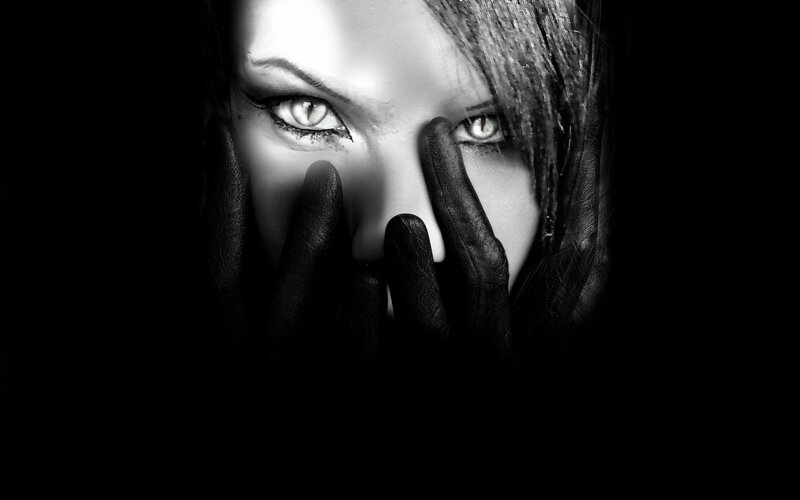 woman with glowing eyes