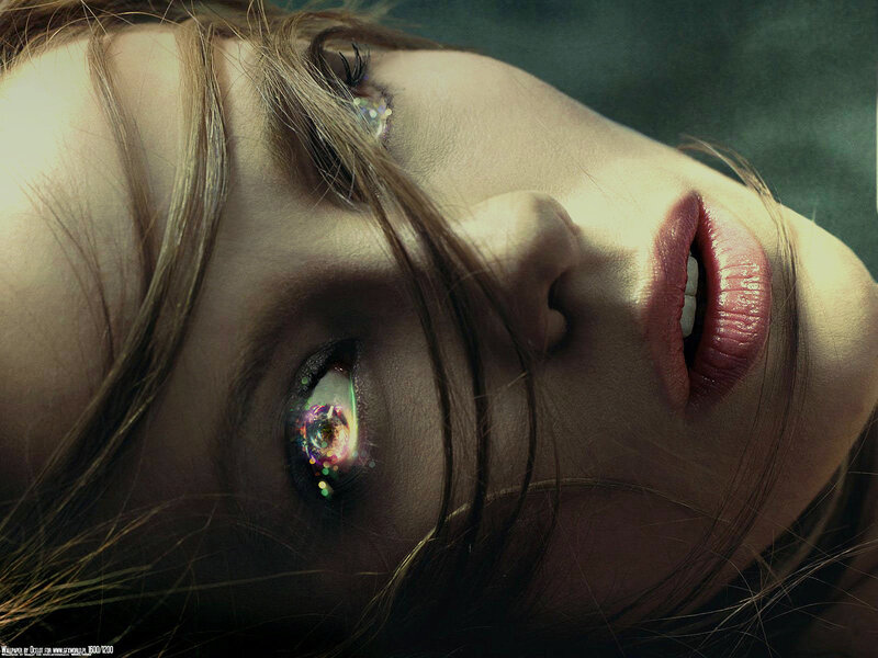 woman with glowing eyes