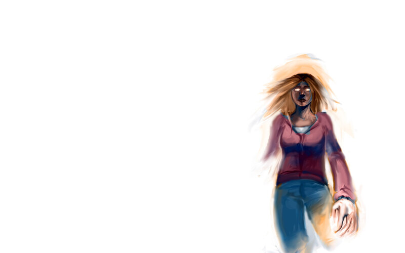 woman with glowing eyes