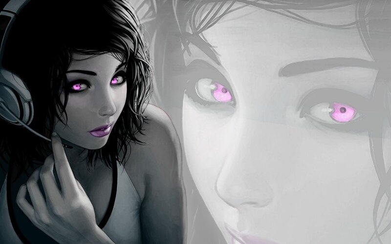 woman with glowing eyes