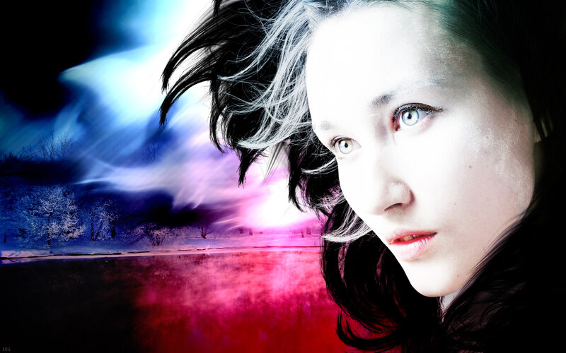 woman with glowing eyes