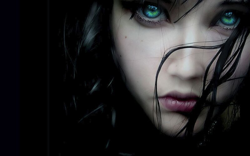 woman with glowing eyes