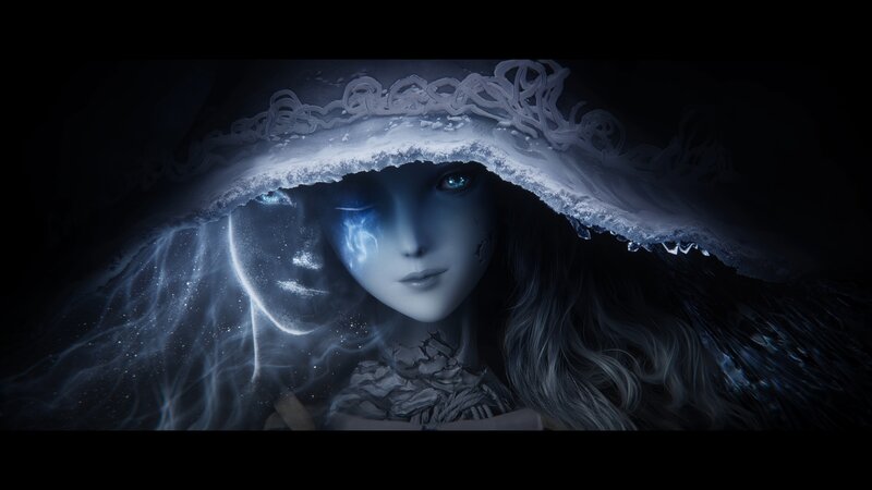 Woman with Glowing Eyes — Blue, Mysterious, Night, Digital Art, Glowing Eyes