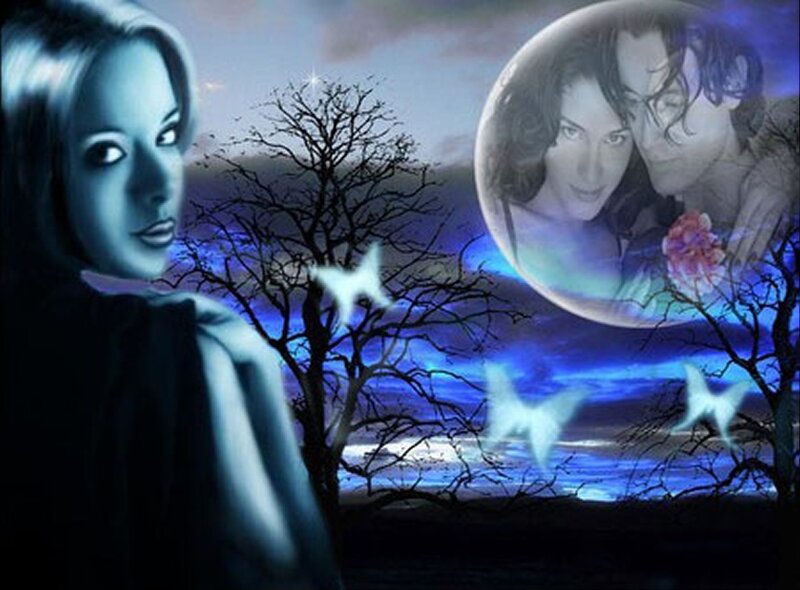 Woman with Glowing Eyes — Blue, Mystical