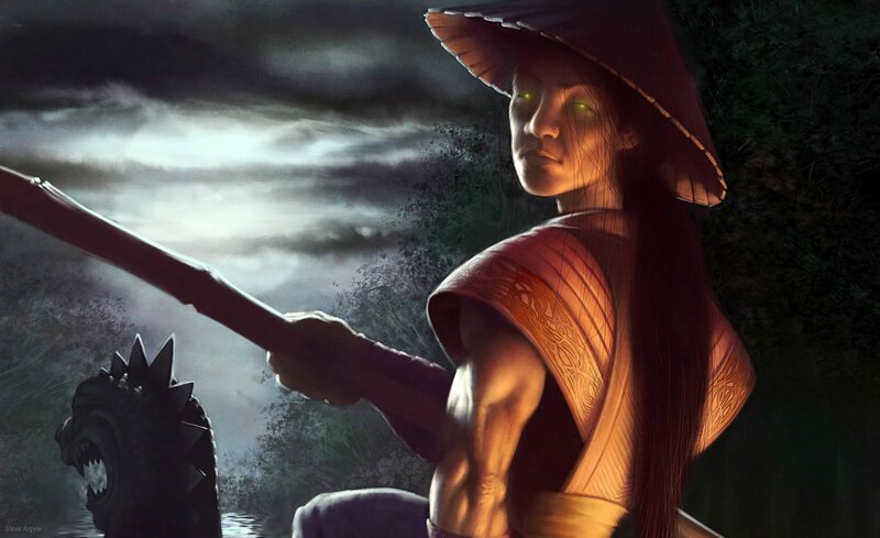 Woman with Glowing Eyes — Brown, Dramatic, Night
