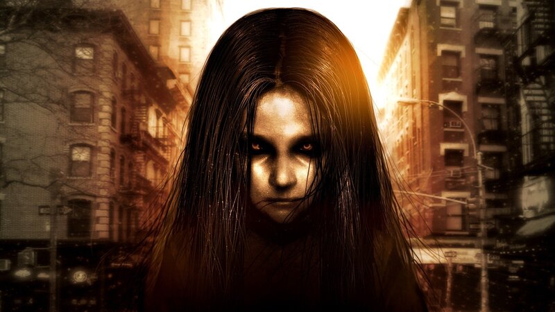 Woman with Glowing Eyes — Brown, Dramatic, Sunset