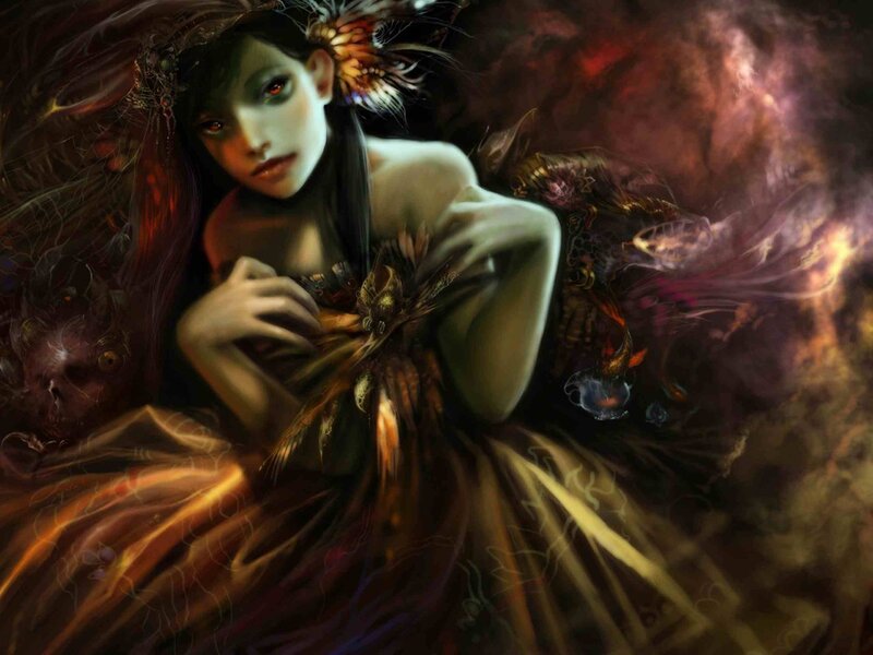 Woman with Glowing Eyes — Brown, Dramatic