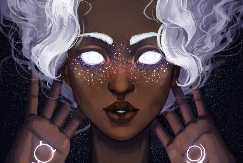 Woman with Glowing Eyes — Brown, Mystical
