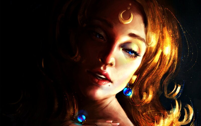 Woman with Glowing Eyes — Gold