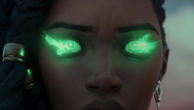 Woman with Glowing Eyes — Green, Dramatic, 3d Render