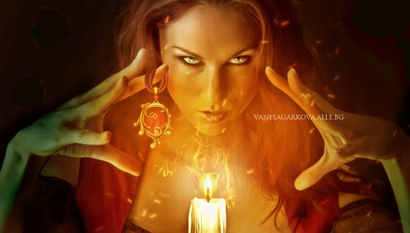 Woman with Glowing Eyes — Orange, Dramatic