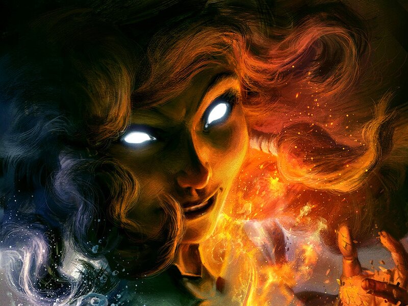 Woman with Glowing Eyes — Orange
