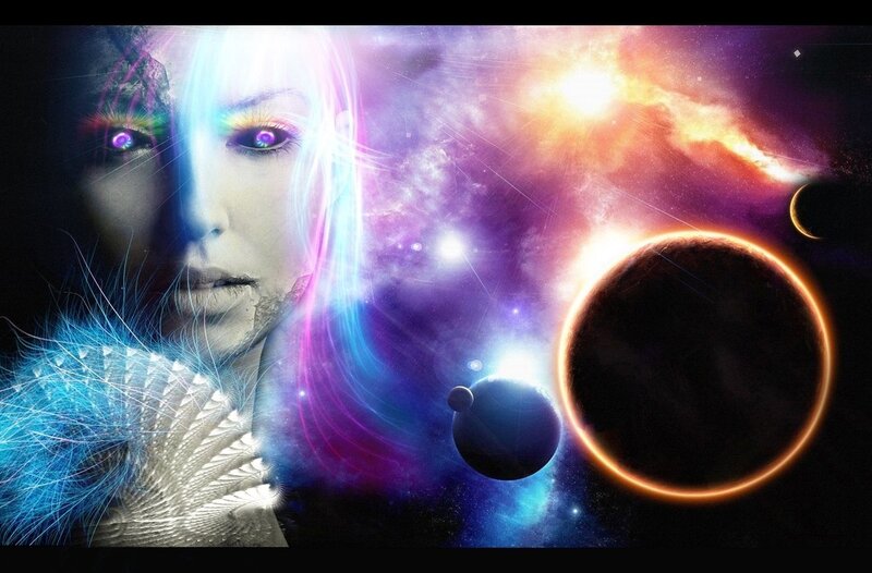Woman with Glowing Eyes — Purple
