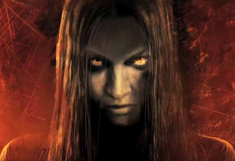 Woman with Glowing Eyes — Red, Dramatic, Intense