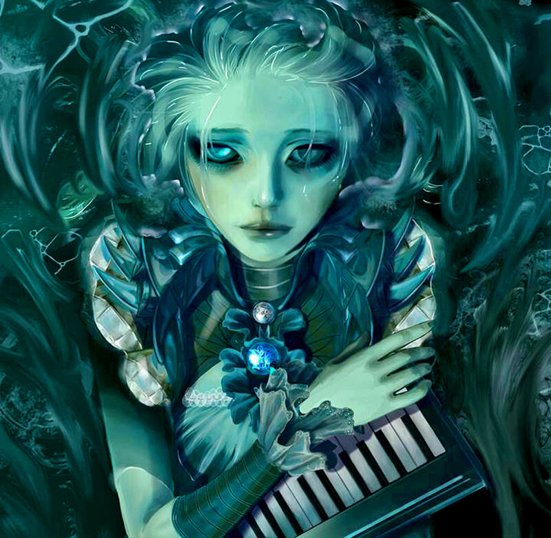 Woman with Glowing Eyes — Teal