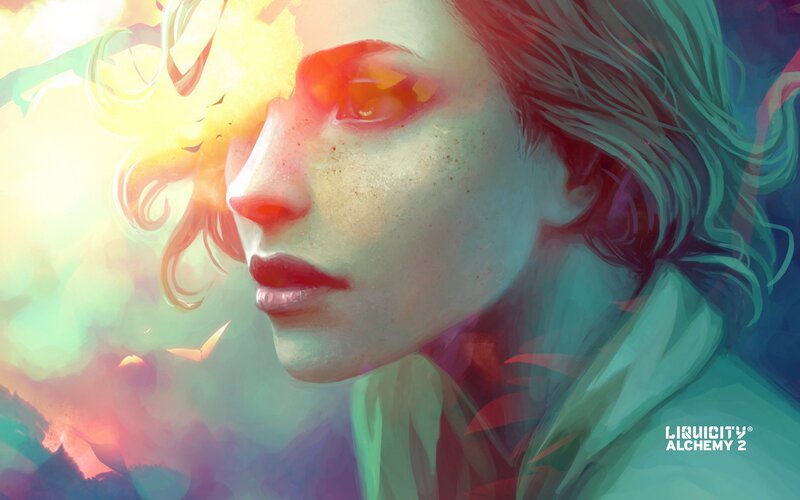 Woman with Glowing Face — Yellow, Dramatic, Digital Art