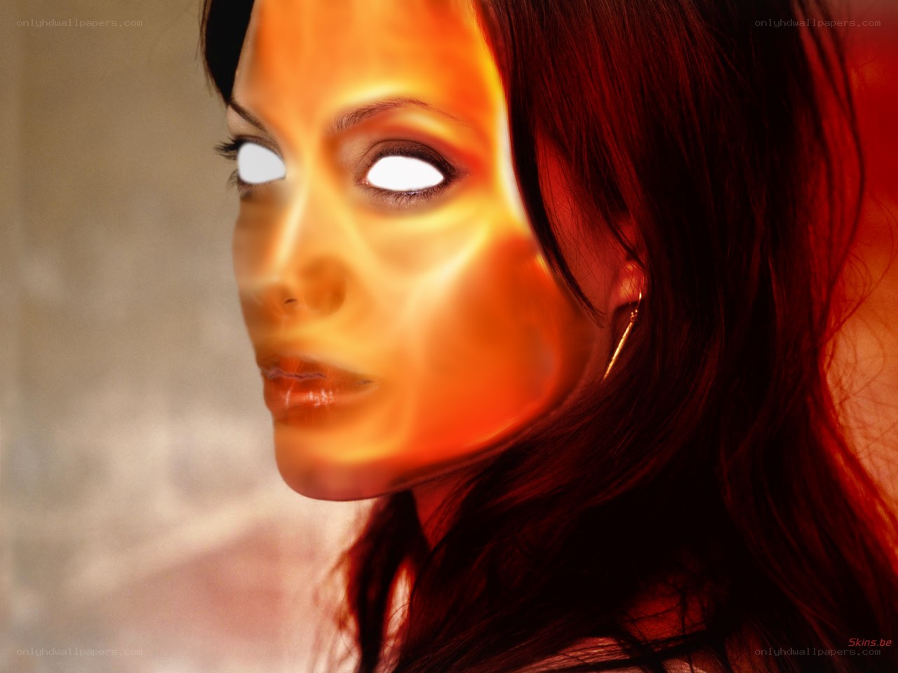 woman with glowing face