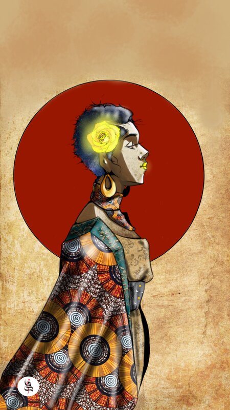 Woman with Glowing Flower — Red