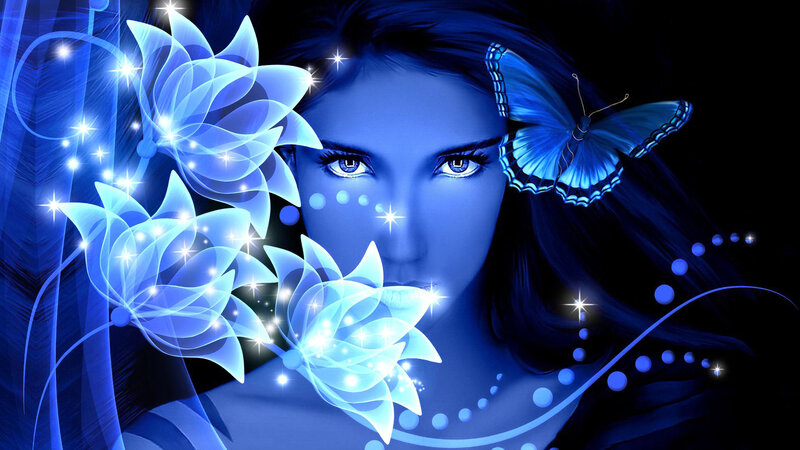 Woman with Glowing Flowers