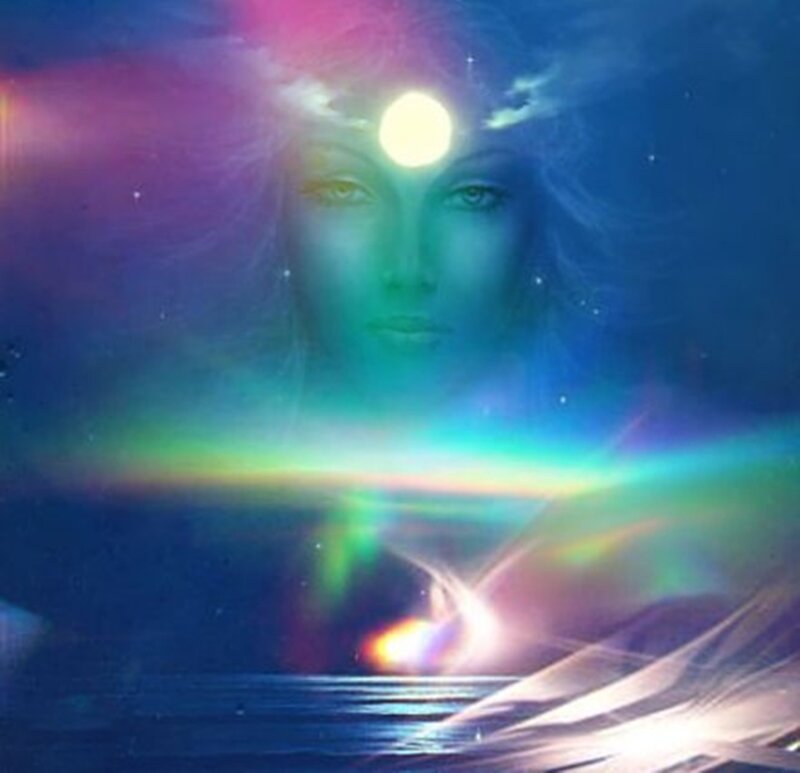 Woman with Glowing Forehead