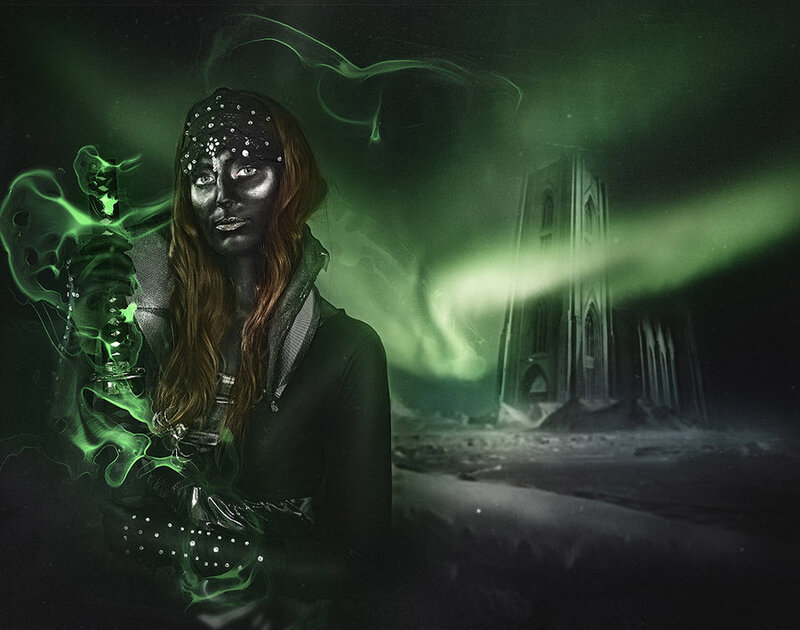 Woman with Glowing Green Energy