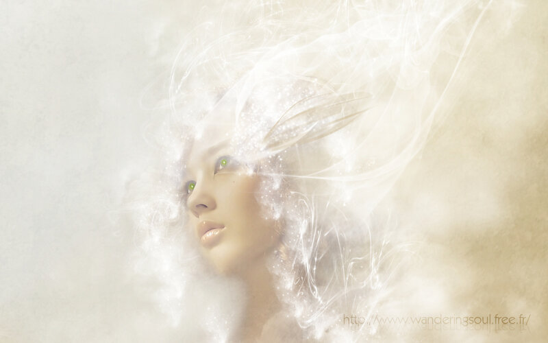 woman with glowing green eyes