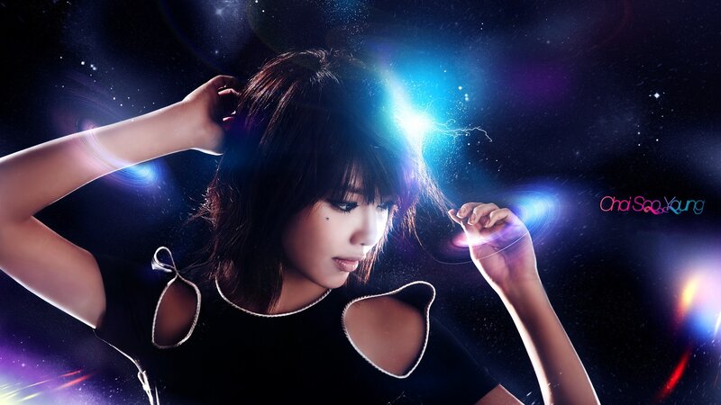woman with glowing hair