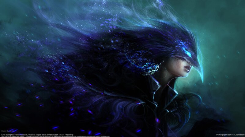 woman with glowing hair