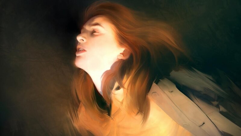 woman with glowing hair