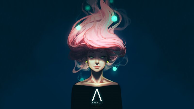 Woman with Glowing Hair — Pink