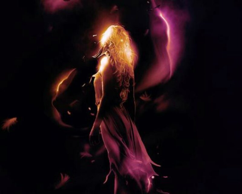 Woman with Glowing Hair — Purple, Dramatic, Night, Digital Art, Lightning