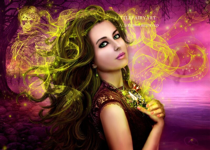 Woman with Glowing Hair — Purple, Dramatic, Night